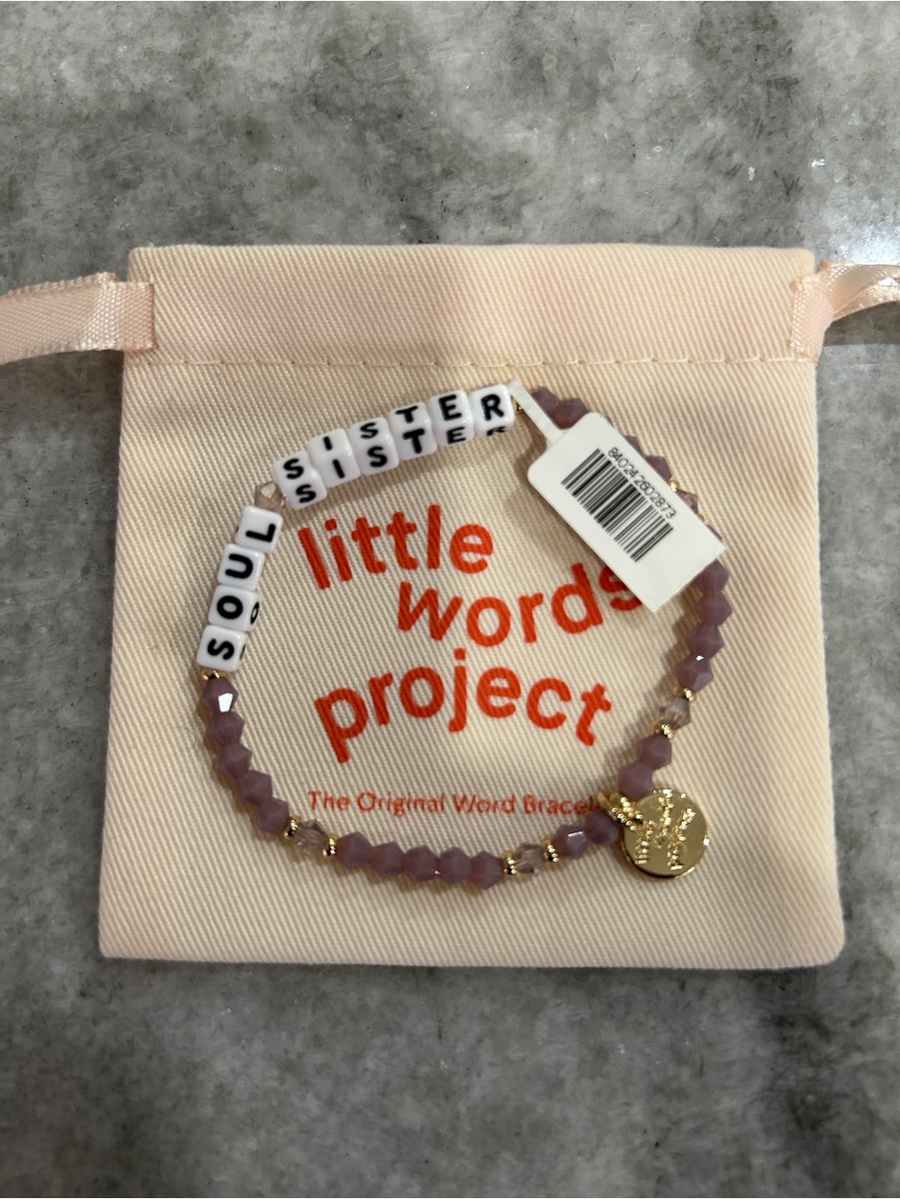 Little Words Project “Soul Sister" Lavender Beaded Bracelet Size Small